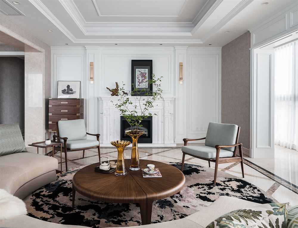 宜宾室内装修保利紫山花园146平方米四居-美式轻奢风格室内设计家装案例