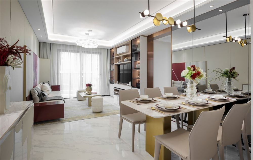 宜宾室内装修万科水晶城112平米三居-现代轻奢风格室内设计家装案例