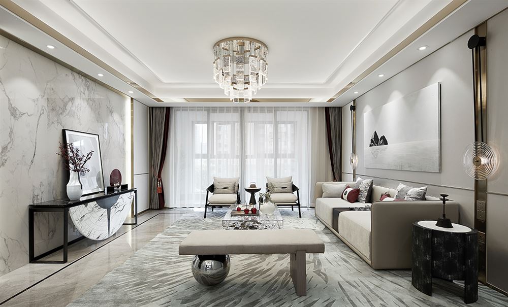 宜宾室内装修桐达翰林居137平米-现代新中式风格室内设计家装案例