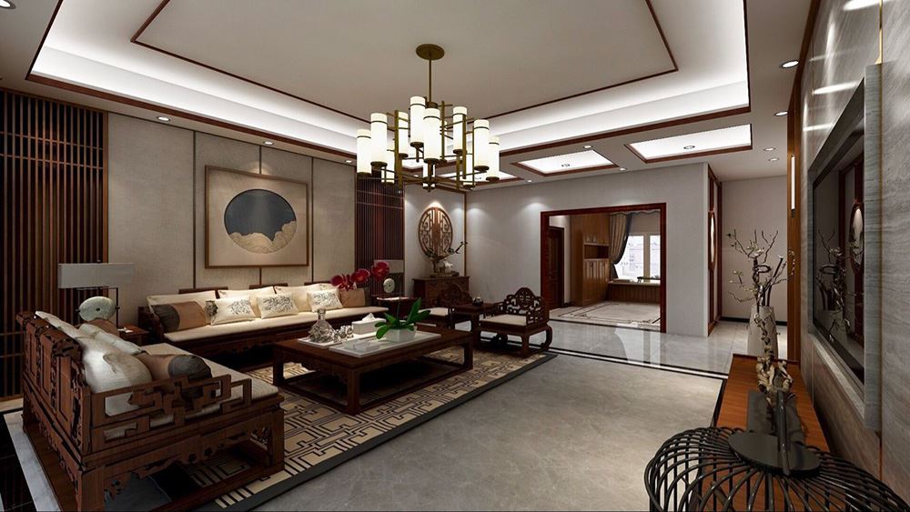 宜宾室内装修深业城250平米大平层-新中式风格室内设计家装案例