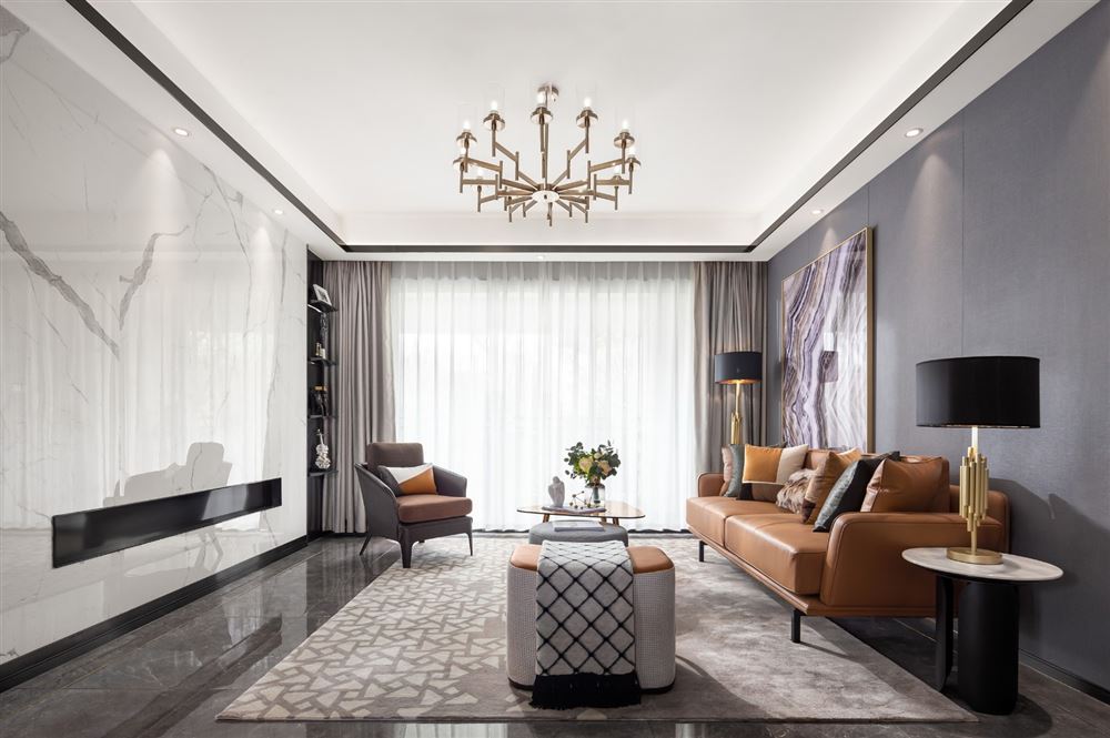 宜宾室内装修雅居乐英伦首府135平米三居-现代轻奢风格室内设计家装案例