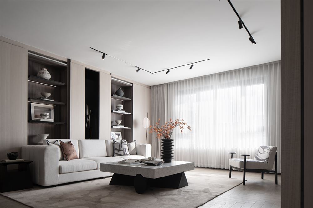 宜宾室内装修北滘海琴水岸178平方米平层-现代简约黑白灰风格室内设计家装案例